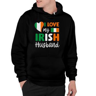 Womens I Love My Irish Husband Irish Flag Valentine's Day Hoodie | Mazezy
