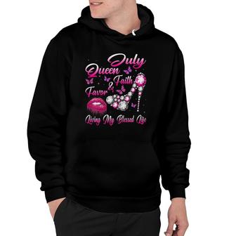 Womens July Queen Faith & Favor Living My Blessed Life Birthday Hoodie | Mazezy