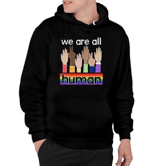 Womens Lgbtq We Are All Human V-Neck Hoodie | Mazezy UK
