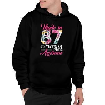 Womens Made In 87 Awesome 35 Years Old Birthday Party Costume Women Hoodie | Mazezy