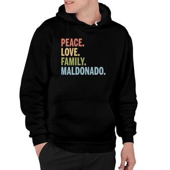 Womens Maldonado Last Name Peace Love Family Matching V-Neck Hoodie | Mazezy
