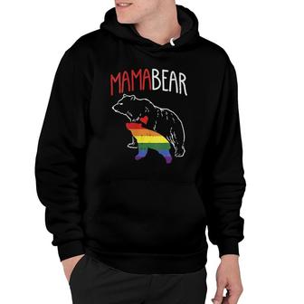 Womens Mama Bear Lgbt-Q Cute Rainbow Mothers Day Gay Pride Mom Gift V-Neck Hoodie | Mazezy