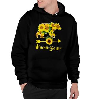 Womens Mama Bear Sunflower Gift Funny Mothers Day Mom And Aunt Gift V-Neck Hoodie | Mazezy