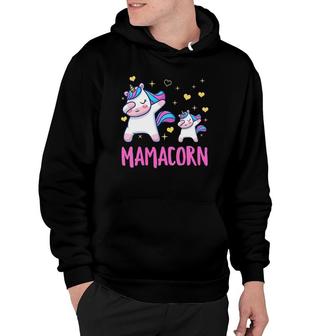 Womens Mamacorn Mom And Baby Funny Dabbing Unicorn Mommy Mother V-Neck Hoodie | Mazezy