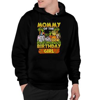 Womens Mommy Of The Birthday Girl Safari Zoo Wild Animal Party V-Neck Hoodie - Thegiftio UK