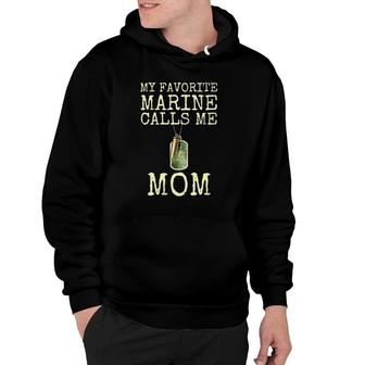 Womens My Favorite Marine Calls Me Mom V-Neck Hoodie | Mazezy