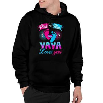 Womens Pink Or Blue Yaya Loves You Baby Gender Reveal Hoodie | Mazezy