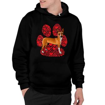 Womens Portuguese Podengo Pequeno Valentines Day Dog Love Paw Hoodie | Mazezy