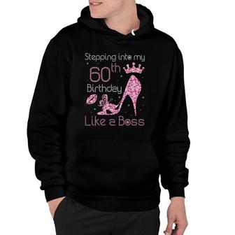 Womens Queen Stepping Into My 60Th Birthday Like A Boss Born 1961 V-Neck Hoodie | Mazezy CA