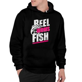 Womens Reel Moms Fish Funny Fishing V Neck Hoodie | Mazezy