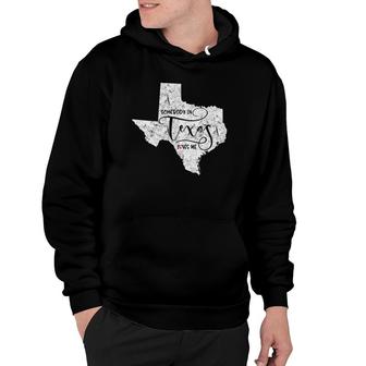 Womens Somebody In Texas Loves Me Weathered Vintage V-Neck Hoodie | Mazezy