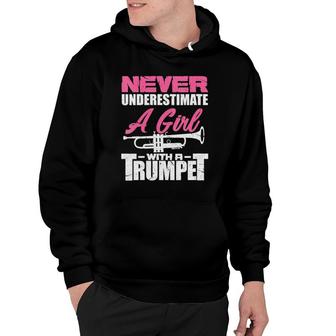 Womens Trumpet Girl Funny Trumpet Player Marching Band V-Neck Hoodie | Mazezy