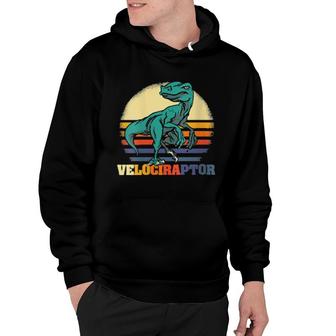 Womens Velociraptor Retro Design Dinosaur Species Hoodie | Mazezy