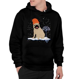 Womens Winter Dog Owner Pug Pet Animal Snowy Pug Hoodie | Mazezy