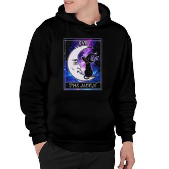 Xvii The Crescent Moon Tarot Card Black Cat With Witch Hat Halloween Hoodie | Mazezy