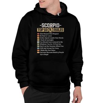Zodiac Sign Funny Top 10 Rules Of Scorpio Graphic Hoodie