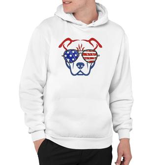4Th Of July Patriotic Pitbull Dog American Flag Hoodie | Mazezy