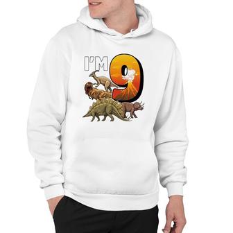 9 Year Old Dinosaurs Birthday 9Th Party Paleontologist Boys Hoodie | Mazezy DE