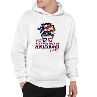 All American Cpa 4Th Of July Messy Bun Flag Certified Pediatric Nurse Gift Hoodie | Mazezy