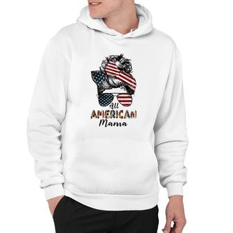All American Mama Messy Bun Matching Family 4Th Of July Mom Hoodie | Mazezy