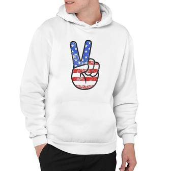 American Flag Peace Sign Hand Hoodie | Mazezy