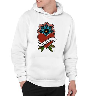 American Traditional Tattoo Design Love Heart Hoodie | Mazezy