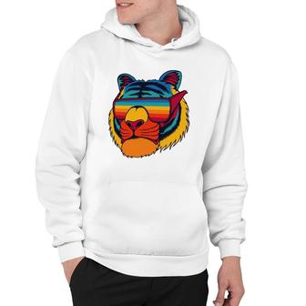 Bengal Cool Tiger Glasses Vintage Colorful Art Tiger Lovers Hoodie | Mazezy