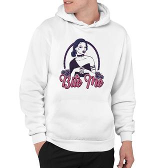 Bite Me Gothic Goth Girl Quote Hoodie | Mazezy