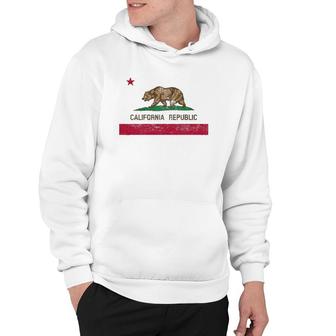 California State Flag Grizzly Bear Cali Distressed Style Hoodie | Mazezy