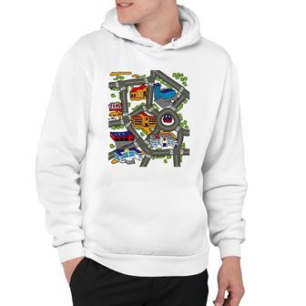 Car Play Mat Race Track Road Map Rug Design Illustration Hoodie | Mazezy