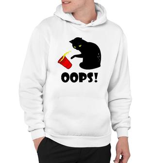Cat Oops Funny Black Cat Knocking Over A Glass Hoodie | Mazezy