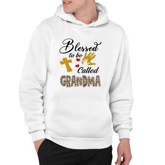 Christian Grandmother Blessed To Be Called Grandma Gold Glitter Cross Hands Hearts Leopard Print Hoodie | Mazezy
