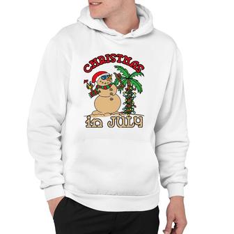 Christmas In July Snowman Sand Palm Tree Summer Hoodie | Mazezy