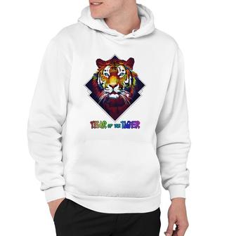 Colorful Tiger Face Cny Happy Lunar New Year Of A Tiger 2022 Ver2 Hoodie | Mazezy