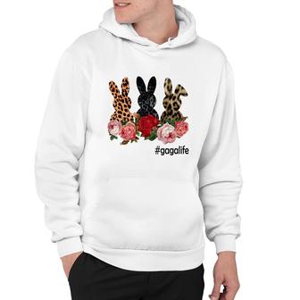Cute Bunny Flowers Gaga Life Happy Easter Sunday Floral Leopard Plaid Women Gift Hoodie | Mazezy