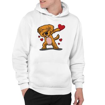 Cute Dabbing Dog Red Hearts Valentines Day Hoodie | Mazezy
