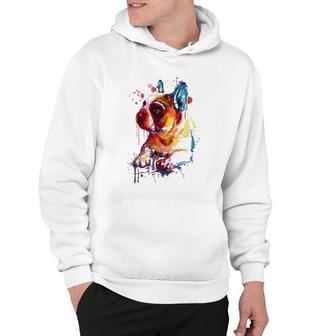 Cute French Bulldog, Watercolor Dog Breed Design Hoodie | Mazezy