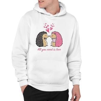 Cute Hedgehogs Kissing Valentine's Day Gift For Her Hoodie | Mazezy