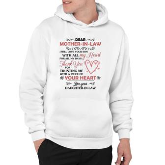 Dear Mother In Law I Will Love Your Son With All My Heart For All My Days Hoodie | Mazezy