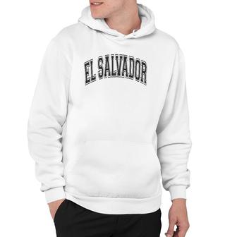 El Salvador Varsity Style Black With Black Text Hoodie | Mazezy