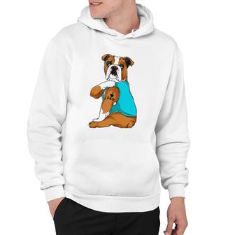 English Bulldog I Love Dad Tattoo Apparel Dog Dad Gifts Hoodie | Mazezy