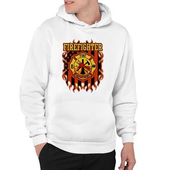 Firefighter Fire Department Fire Badge And Flag Hoodie | Mazezy