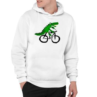 Funny Alligator Riding Bicycle Cartoon Hoodie - Thegiftio UK