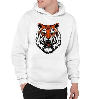 Funny Growling Mouth Open Bengal Tiger Birthday Hoodie | Mazezy