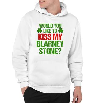 Funny St Patrick's Day Kiss My Blarney Stone Irish Gift Hoodie | Mazezy