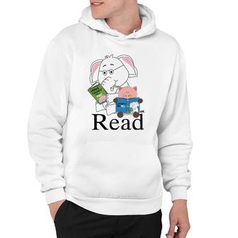 Funny Teacher Library Read Book Club Piggie Elephant Pigeons Hoodie | Mazezy