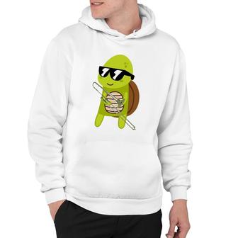 Funny Turtle Wearing Sunglasses Playing Trombone Hoodie | Mazezy