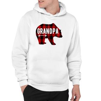 Grandpa Black & Red Buffalo Plaid Bear Grandfather Gift Bear Zip Hoodie | Mazezy