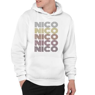 Graphic Tee First Name Nico Retro Pattern Vintage Style Hoodie | Mazezy