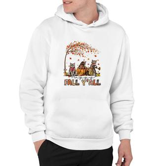 Happy Fall Yall Funny Cats Autumn Lover Pumpkins Halloween Hoodie - Seseable